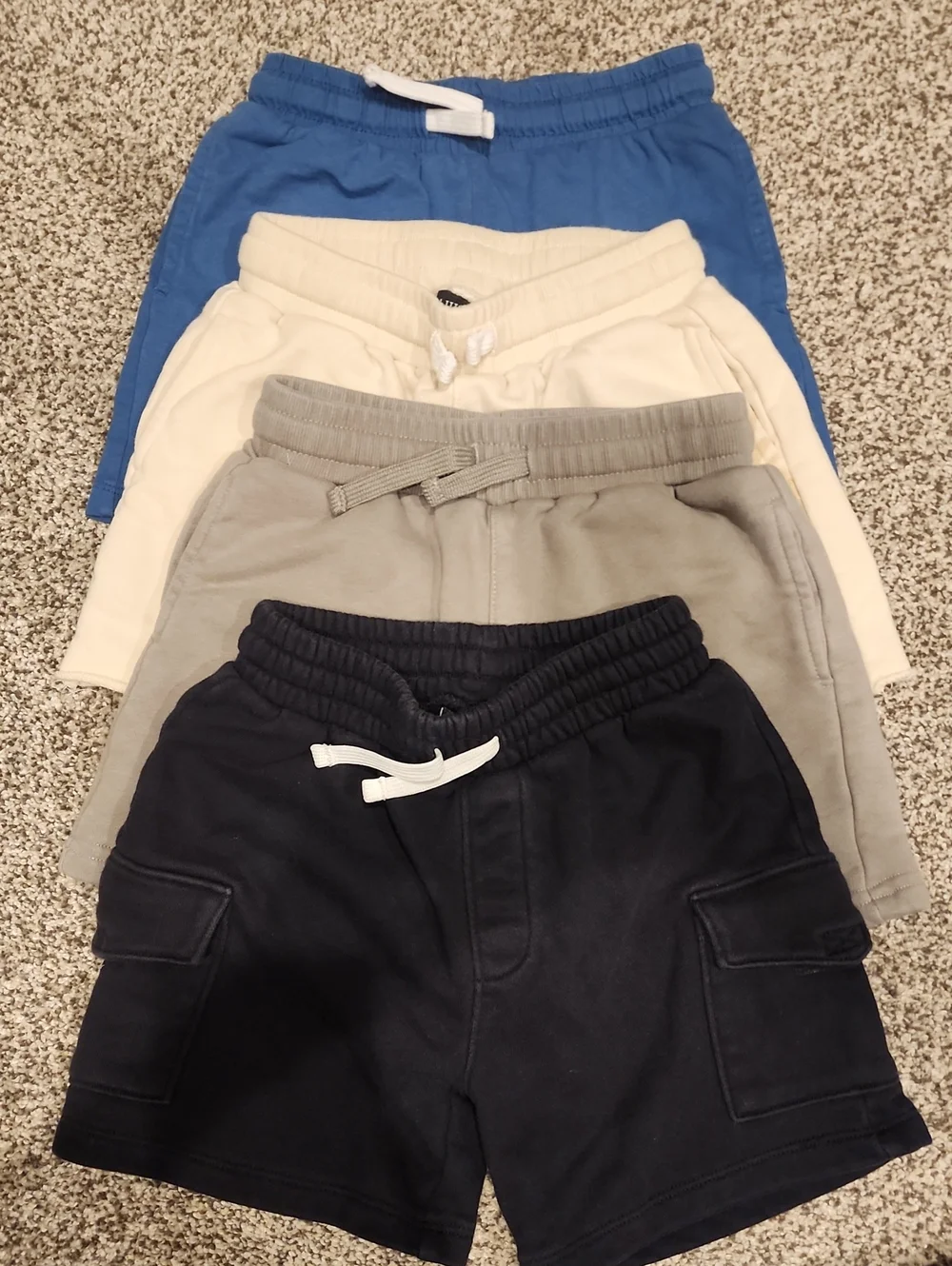 Little Bipsy Cotton Drawstring Shorts - Blue, Cream, Gray, Black
